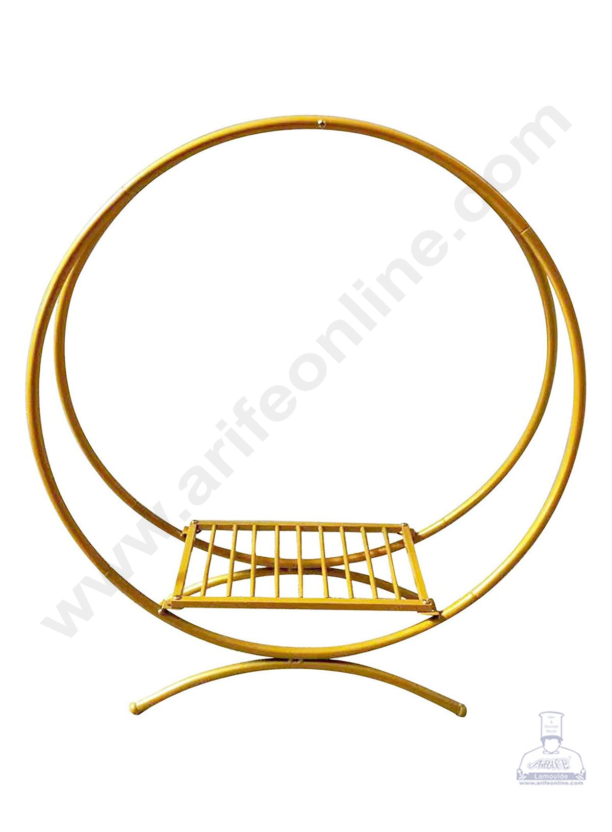 Cake Decor Metal Twin Hoop Cake Stand With Square Base - Gold