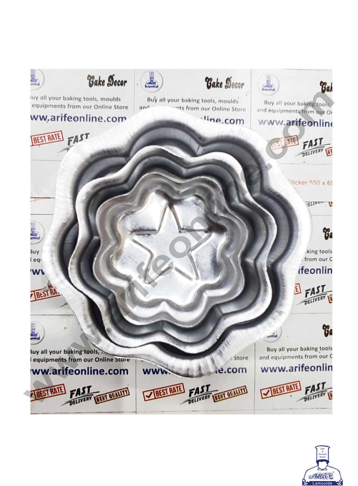 Cake Decor Mini Flower Shape Aluminum 3 in 1 Cake Mould ( Set of 3 )