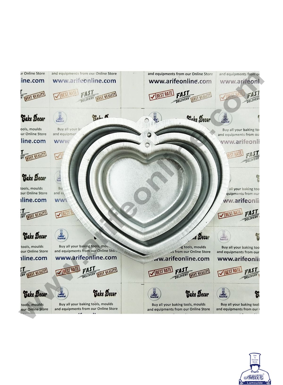 Cake Decor Mini Heart Shape Aluminum 3 in 1 Cake Mould ( Set of 3 )