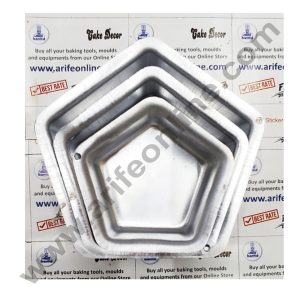 Cake Decor Mini Pentagon Shape Aluminum 3 in 1 Cake Mould ( Set of 3 )