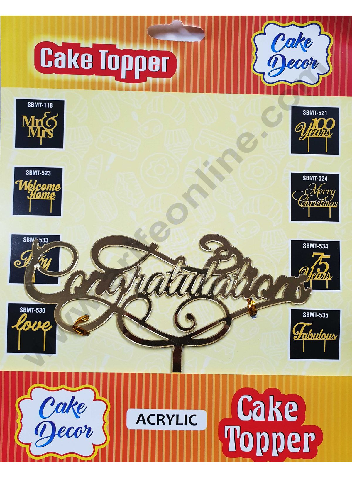 Cake Decor Mirror Finishing Acrylic Cake Topper Congratulations SBMT-610