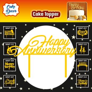 Cake Decor Mirror Finishing Acrylic Cake Topper Happy Anniversary SBMT-828