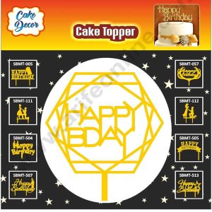 Cake Decor Mirror Finishing Acrylic Cake Topper Happy Birthday Diamond ( SBMT-812 )