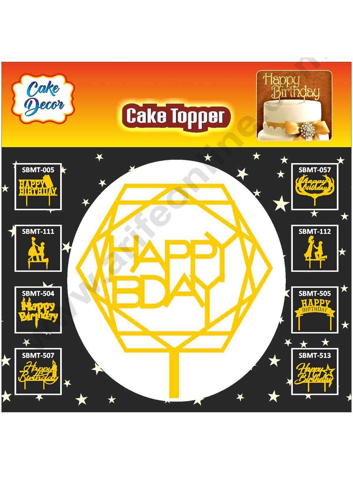 Cake Decor Mirror Finishing Acrylic Cake Topper Happy Birthday Diamond ( SBMT-812 )