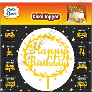 Cake Decor Mirror Finishing Acrylic Cake Topper Happy Birthday Round