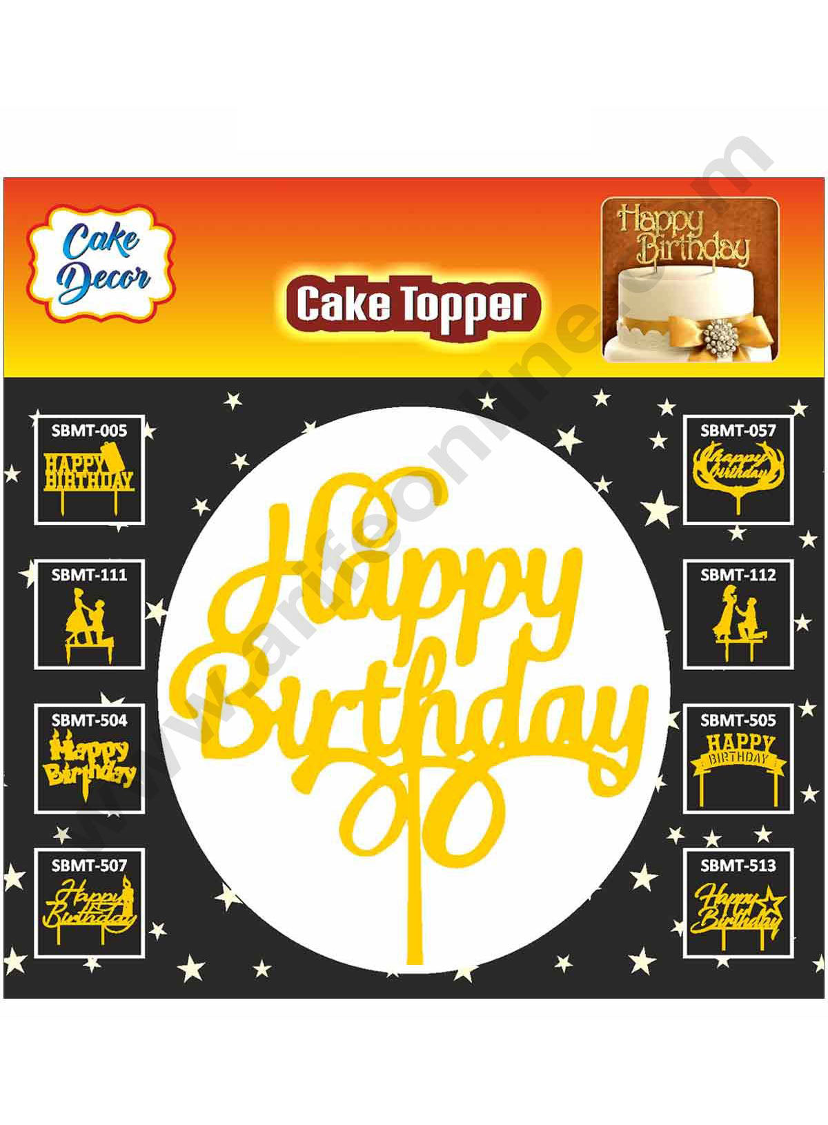 Cake Decor Mirror Finishing Acrylic Cake Topper Happy Birthday SBMT-804