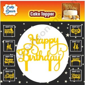 Cake Decor Mirror Finishing Acrylic Cake Topper Happy Birthday (SBMT-808)