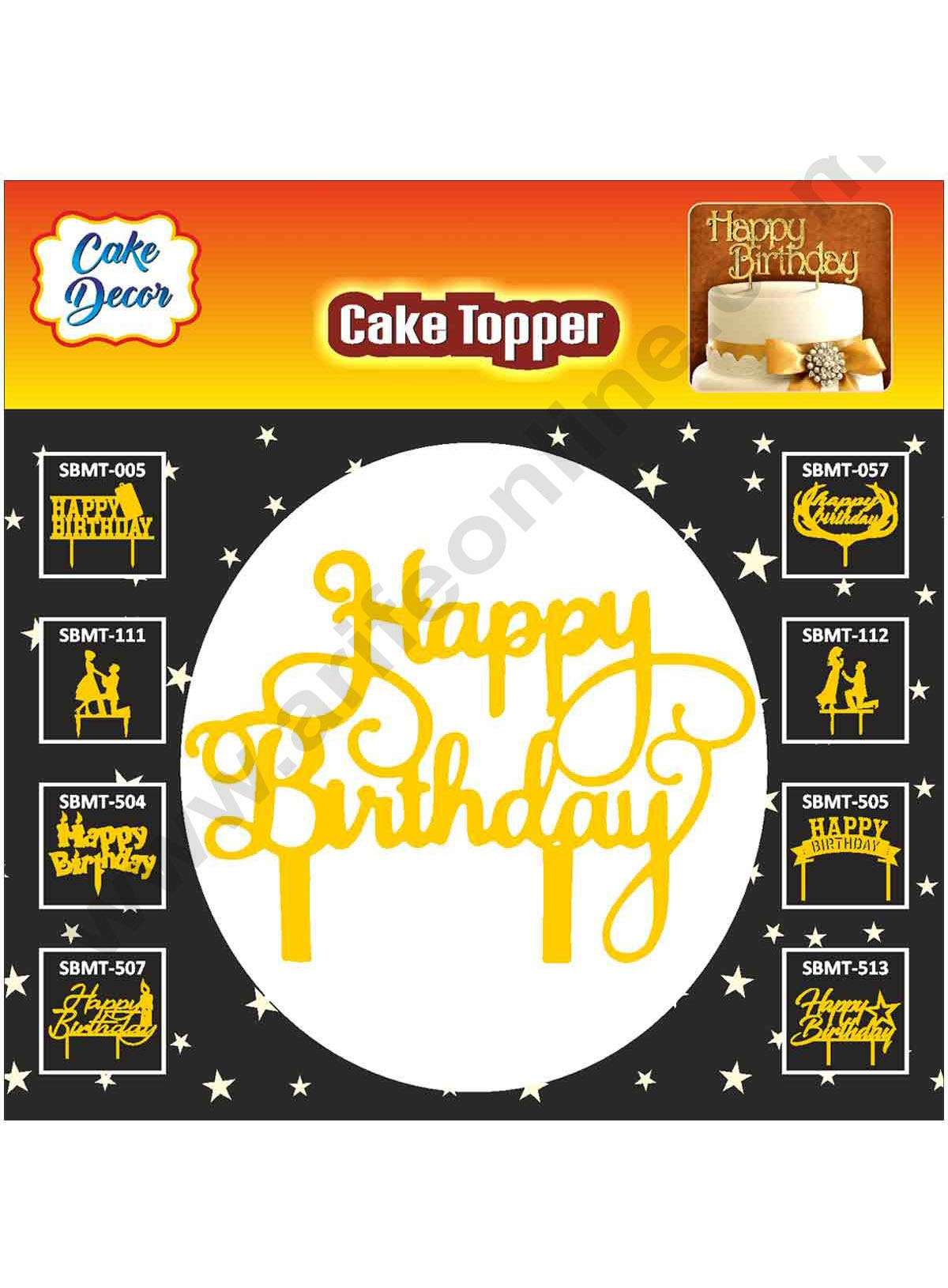 Cake Decor Mirror Finishing Acrylic Cake Topper Happy Birthday (SBMT-808)