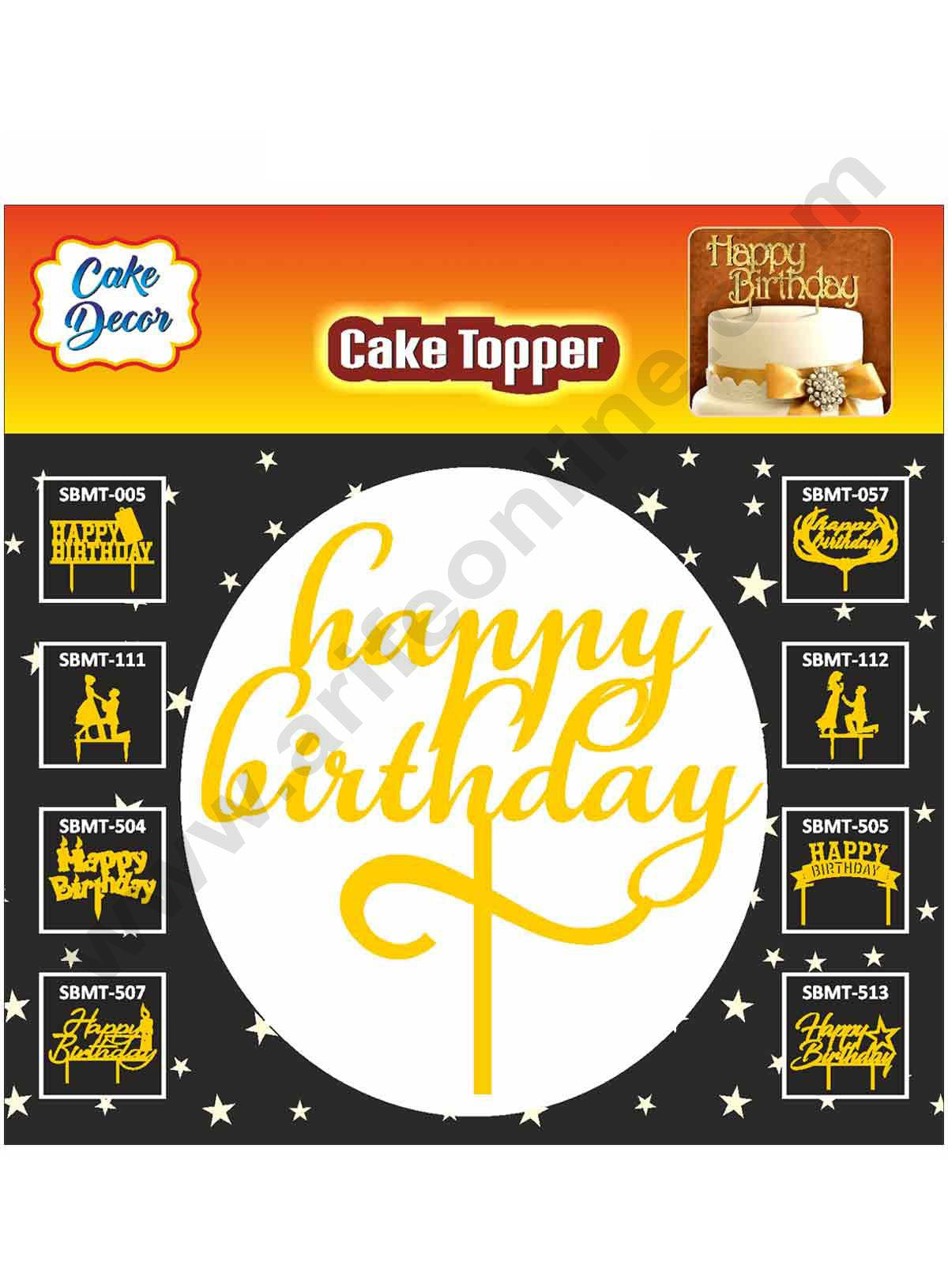 Cake Decor Mirror Finishing Acrylic Cake Topper Happy Birthday SBMT-815