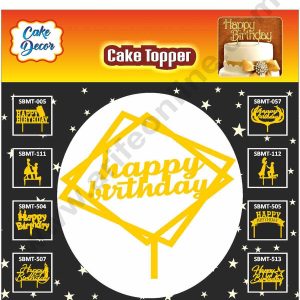 Cake Decor Mirror Finishing Acrylic Cake Topper Happy Birthday Square SBMT-811
