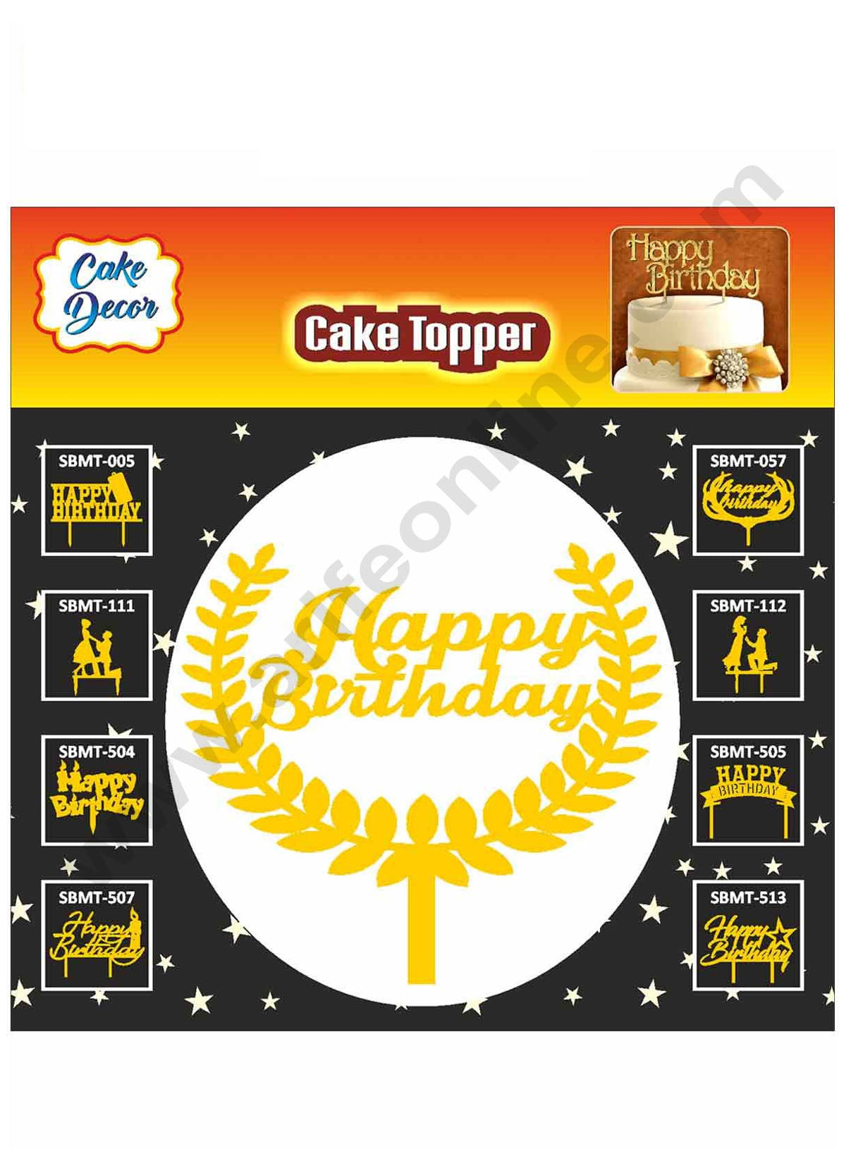 Cake Decor Mirror Finishing Acrylic Cake Topper Happy Birthday and Leaf