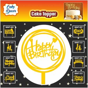 Cake Decor Mirror Finishing Acrylic Cake Topper Round with Ring Happy Birthday SBMT-604-1