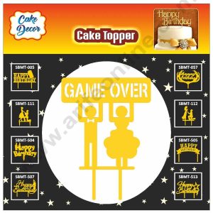 Cake Decor Mirror Finishing Acrylic Couples Cake Topper Couple Hand Plate Game Over