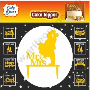 Cake Decor Mirror Shimmer Shining Acrylic Cake Topper Mr. and Mrs. with Couple SBMT-117