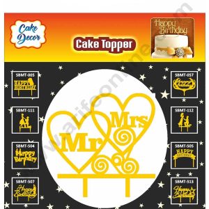 Cake Decor Mirror Shimmer Shining Acrylic Cake Topper Mr. and Mrs. with Heart