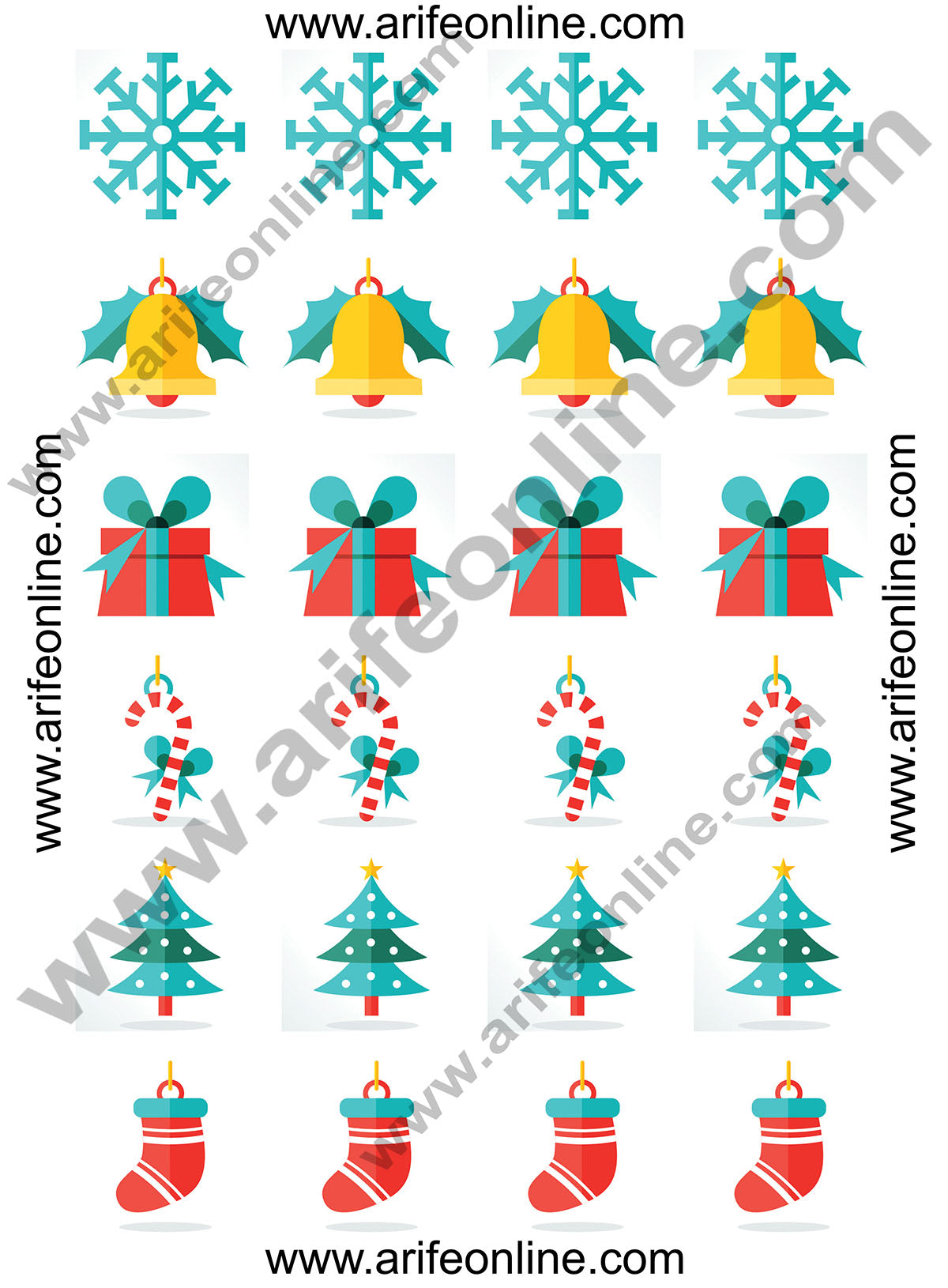 Cake Decor Mix Shapes Square Chocolate Stickers (A4 Size Sheet)