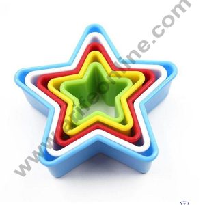Cake Decor Plastic 5 pcs Star Shaped Plastic Cookie Biscuit Pastry Fondant and Cake Cutter