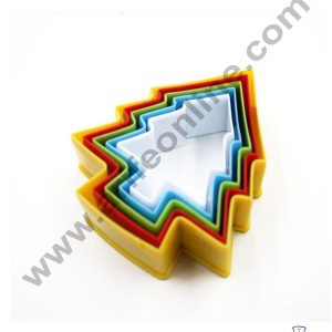 Cake Decor Plastic 5 pcs Tree Shaped Plastic Cookie Biscuit Pastry Fondant and Cake Cutter