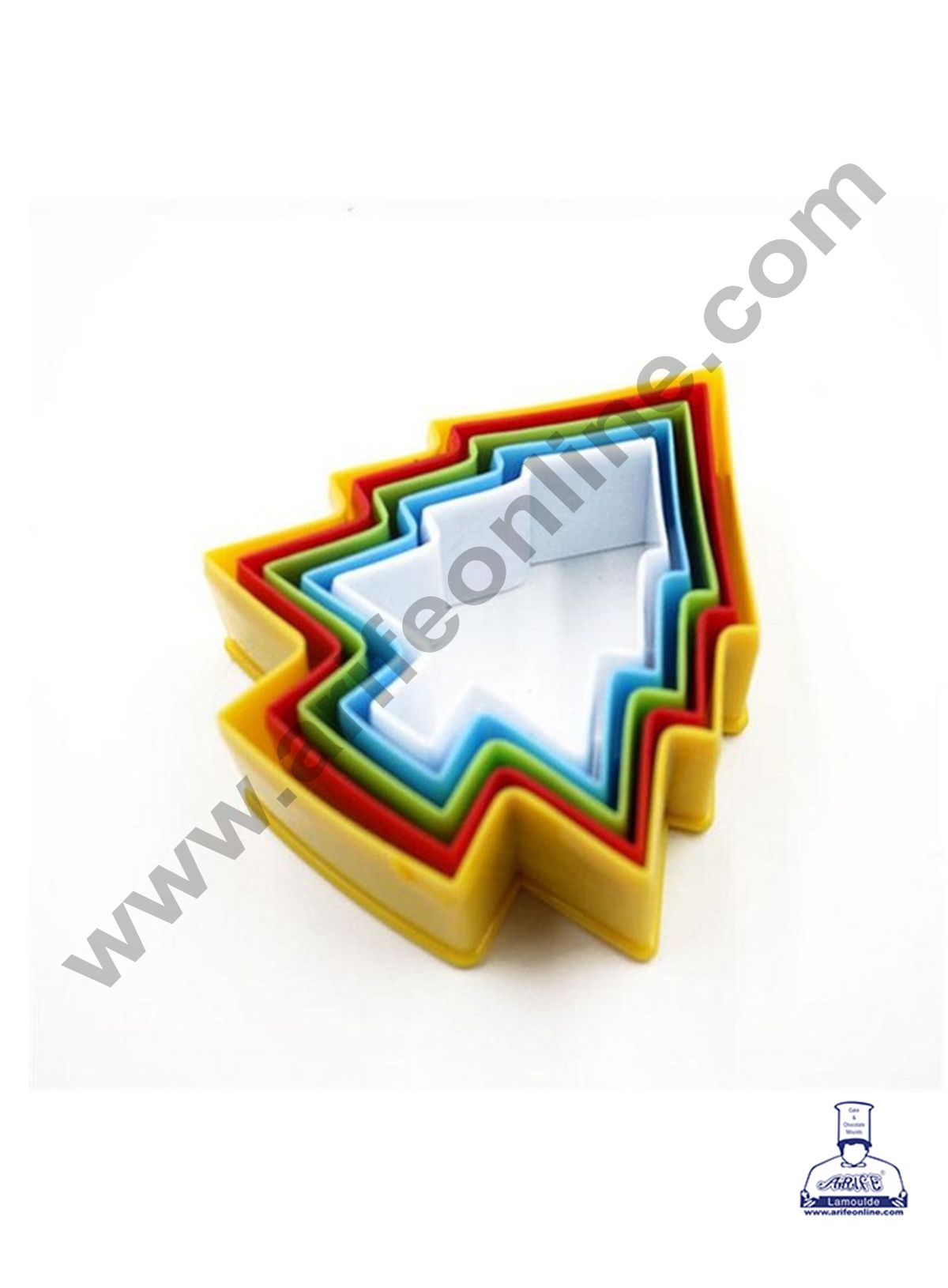 Cake Decor Plastic 5 pcs Tree Shaped Plastic Cookie Biscuit Pastry Fondant and Cake Cutter