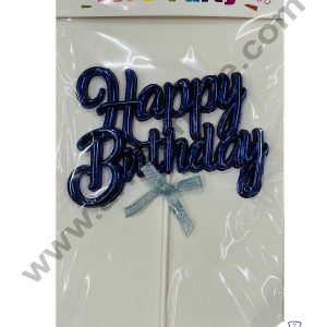 Cake Decor Plastic Balloon Style Happy Birthday Cake Toppers - Metallic Blue