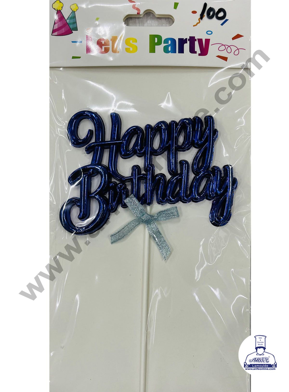Cake Decor Plastic Balloon Style Happy Birthday Cake Toppers - Metallic Blue