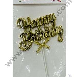 Cake Decor Plastic Balloon Style Happy Birthday Cake Toppers - Metallic Golden