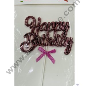 Cake Decor Plastic Balloon Style Happy Birthday Cake Toppers - Metallic Pink
