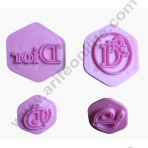 Cake Decor Plastic Dior Logo Shape Embosser Fondant Quilt Biscuit Mold Cookie Cutter For Cupcake Decoration And Cake Decorating Tools(4 Pcs Set)