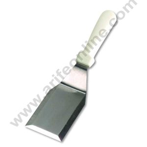 Cake Decor Plastic White Handle Heavy Duty Burger Turner Spatula with Cutting Edge, 11.5-Inch