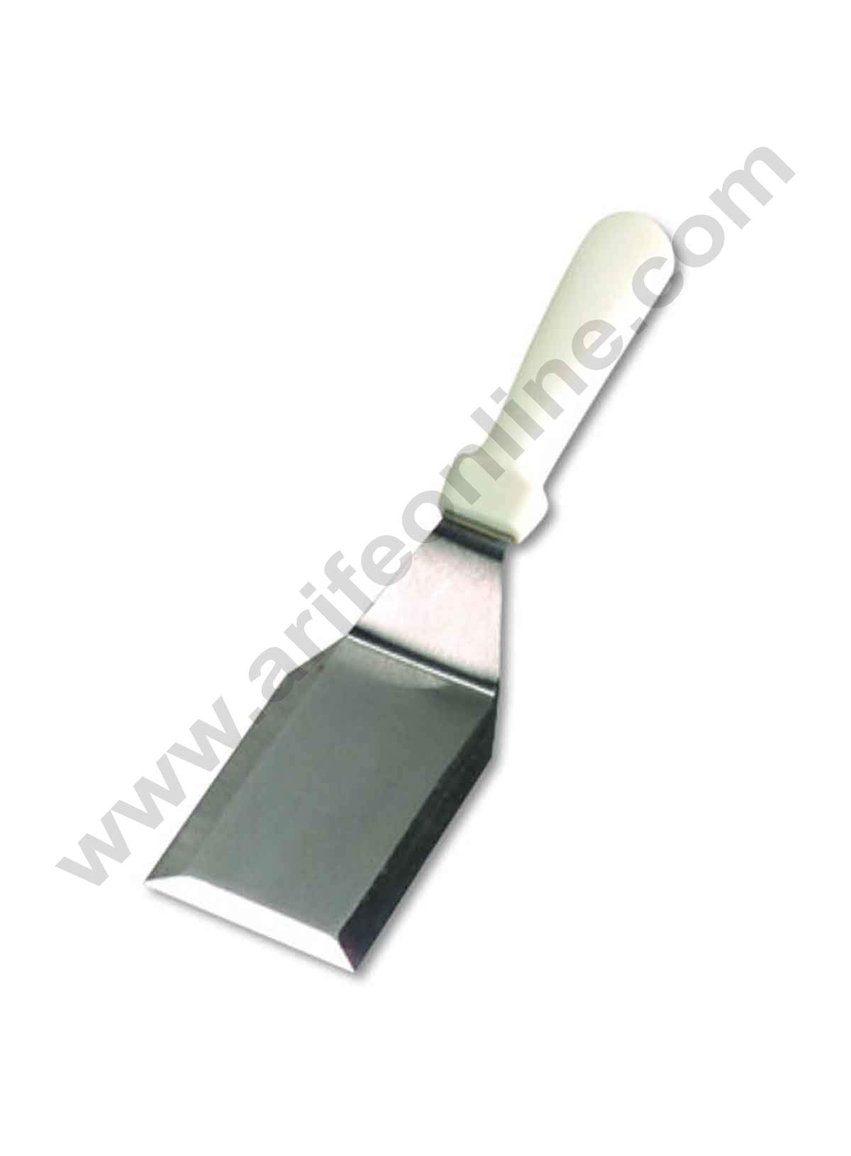 Cake Decor Plastic White Handle Heavy Duty Burger Turner Spatula with Cutting Edge, 11.5-Inch