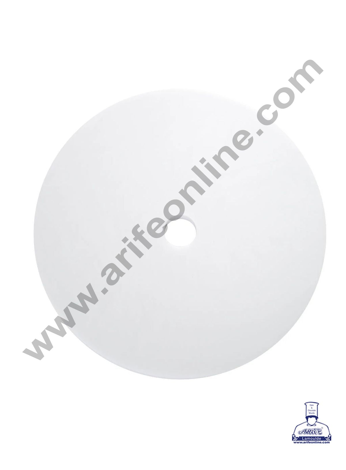 Cake Decor 6 Inch Round White Acrylic Cake Board With Hole Cake Cards (3mm thickness) - (10 Pc Pack)