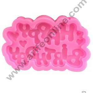 Cake Decor Silicon 1 Cavity Upper Latter Happy Birthday With Heart Shape Fondant Clay Marzipan Cake Decoration Mould SBSP-743