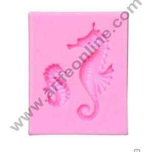 Cake Decor Silicon 2 Cavity Seahorse Shape Fondant Clay Marzipan Cake Decoration Mould SBSP-740