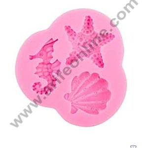 Cake Decor Silicon 3 Cavity Seahorse Starfish And Shell Shape Fondant Clay Marzipan Cake Decoration Mould SBSP-741