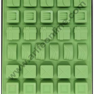 Cake Decor Silicon 30 Cavity Multi Shapes Gift Boxes Square Shape Brown Chocolate Mould, Ice Mould, Chocolate Decorating Mould
