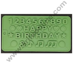 Cake Decor Silicon 35 Cavity Number and Happy Birthday Brown Chocolate Mould, Ice Mould, Chocolate Decorating Mould