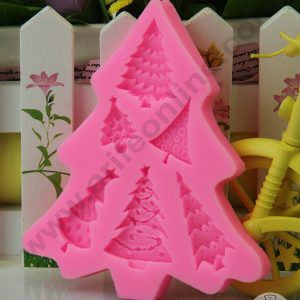 Cake Decor Silicon 6 Cavity Christmas Trees Shapes Silicone Fondant Mould Marzipan Mould