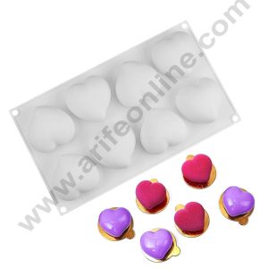 Cake Decor Silicon 8 Cavity 3D Curve Heart Mousse Cake Mould Silicon Moulds SBSM-643