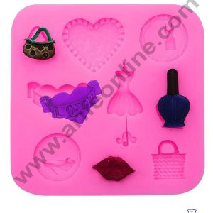 Cake Decor Silicon 9 Cavity Heart Bag Lips Bag And More Shape Fondant Clay Marzipan Cake Decoration Mould SBSP-742