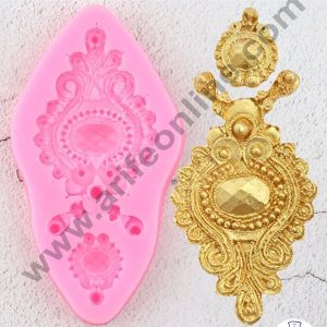 Cake Decor Silicone 1 Cavity Vintage Jewelled Brooch Shape Pink Fondant Marzipan Mould
