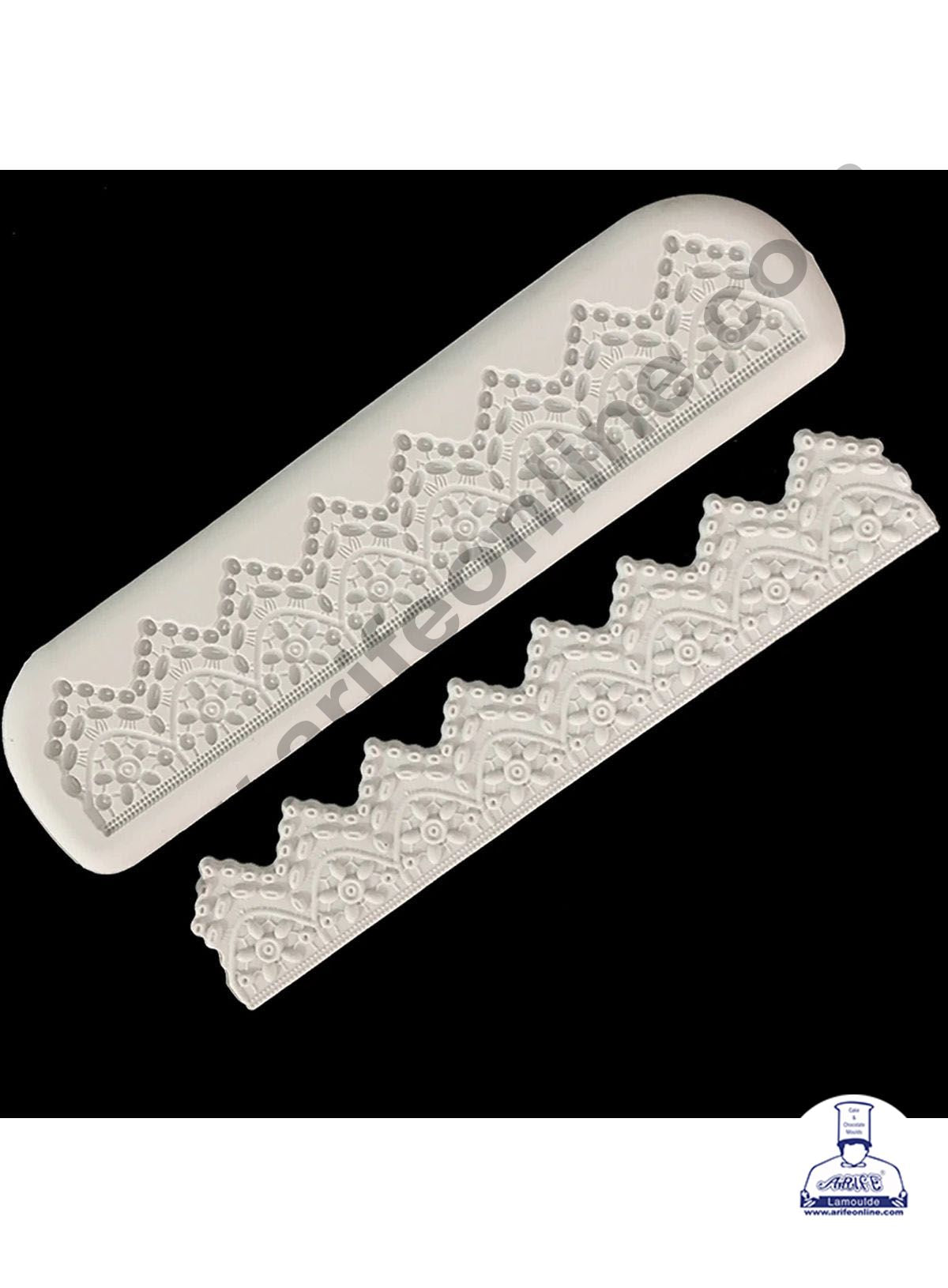 Cake Decor Silicone 1 Cavity Vintage Scalloped Border Lace Fondant Marzipan Mould