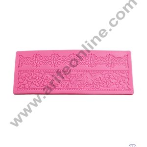 Cake Decor Silicone 1 Cavity Wedding Cake Border Lace Pink Fondant Marzipan Mould