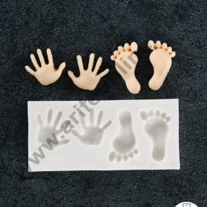 Cake Decor Silicone 4 Cavity Hand and Feet Shape Fondant Marzipan Mould