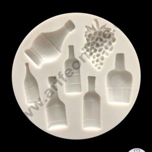 Cake Decor Silicone 7 Cavity Beer Bottles With Grapes Shape Fondant Marzipan Mould SBSP-1406Y