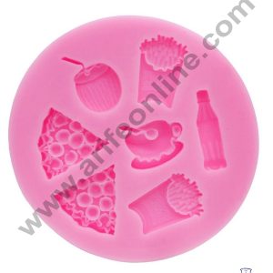 Cake Decor Silicone 7 Cavity Junk Food Shape Pink Fondant Marzipan Mould
