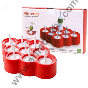 Cake Decor Silicone 9 Cavity  Mini Ice Pop Molds with Sticks and Drip Guards Popsicle Molds Ice Pop Maker