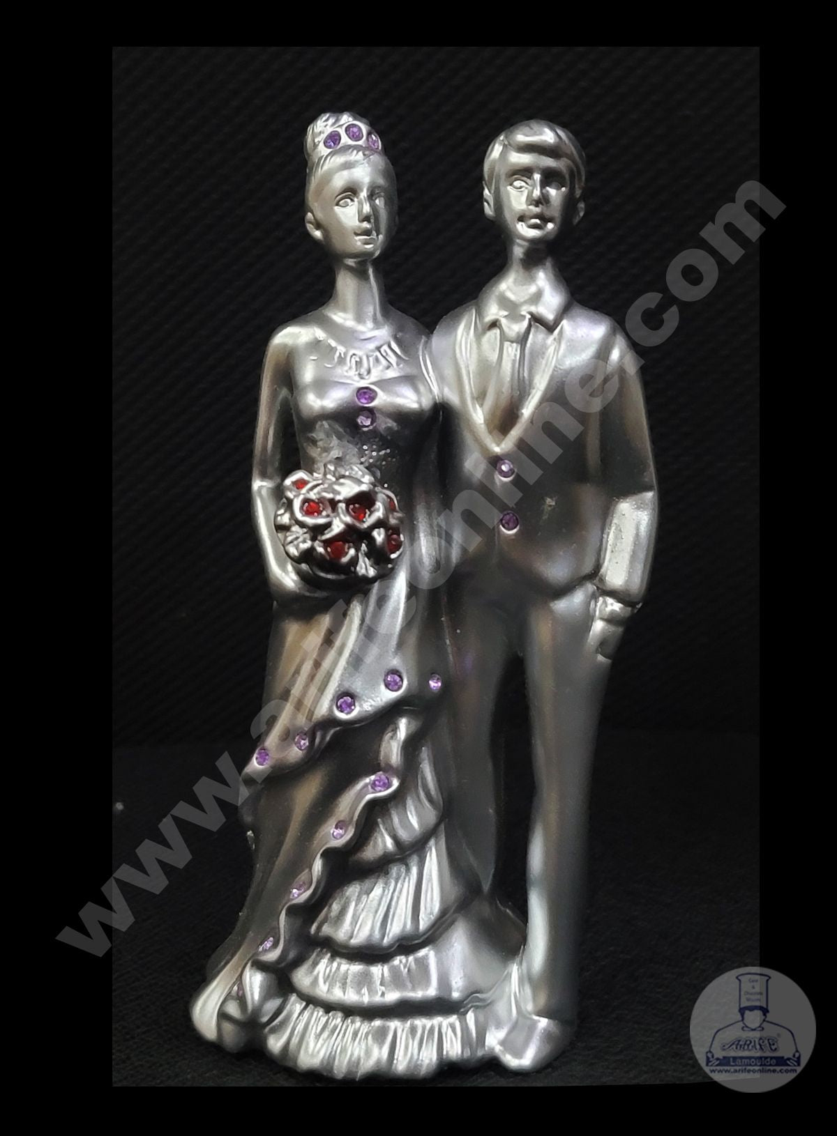Cake Decor Silver Wedding Couple Statue Cake Topper For Cake Decoration
