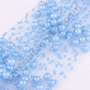 Cake Decor™ Sky Blue Artificial Pearls String Beads Chain Garland Flowers Wedding Christmas Party Decoration 3mm 8mm Beads (SBBD-07)