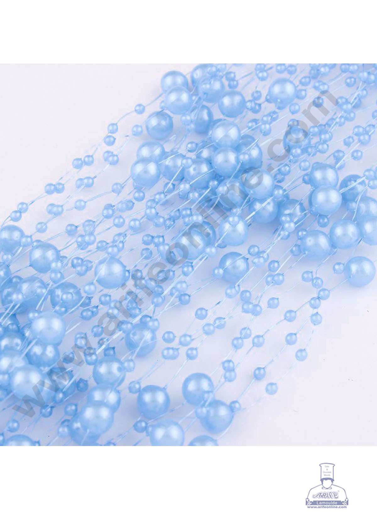Cake Decorβ’ Sky Blue Artificial Pearls String Beads Chain Garland Flowers Wedding Christmas Party Decoration 3mm 8mm Beads (SBBD-07)