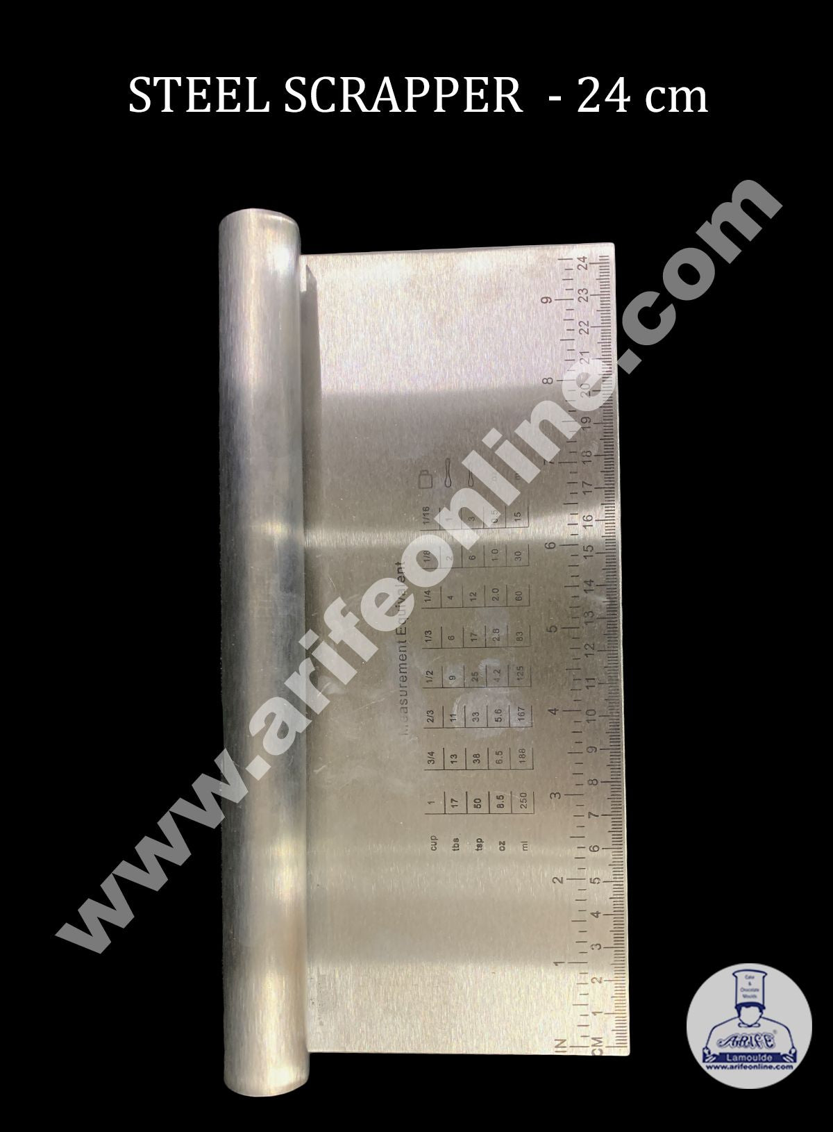 Cake Decor Stainless Steel Large Dough Scrapper with Stainless Steel Handle - 24 cm